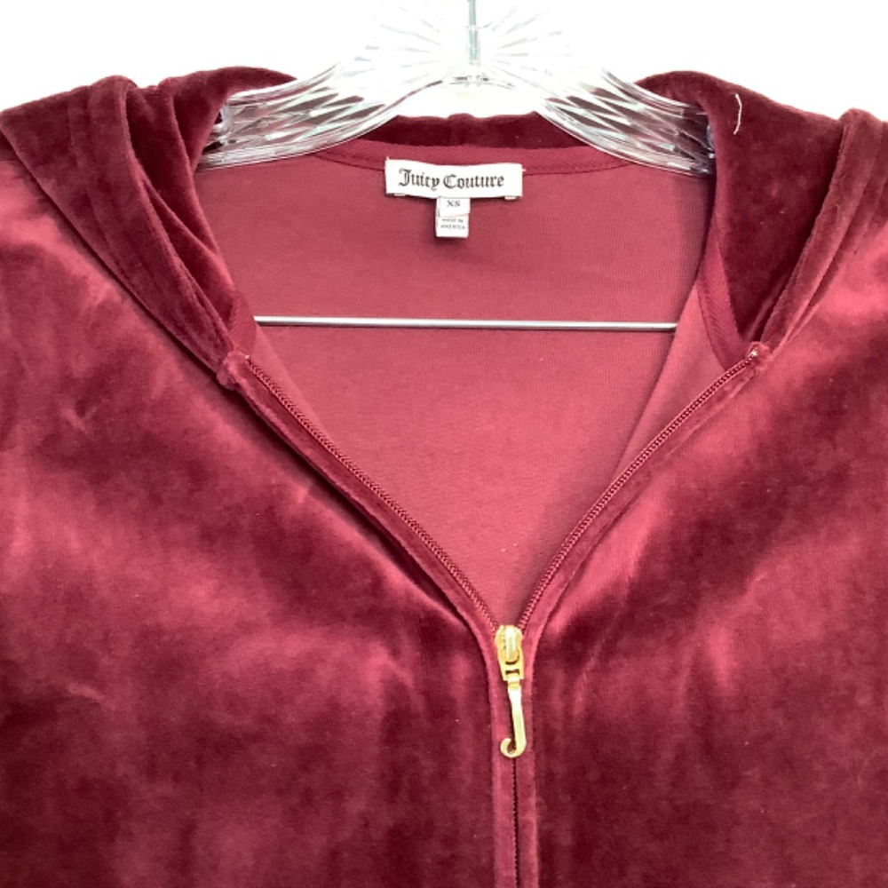 OG Juicy Couture Velour Tracksuit Jacket Jogger Pant Set Burgundy Wine Red - Picture 3 of 8